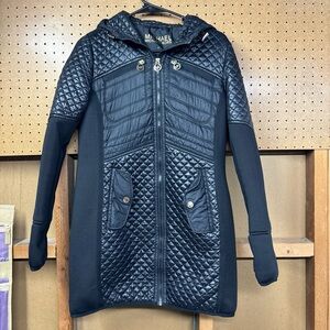 Michael Kors Black Quilted Hooded Jacket Women's Size Small RN 79675
